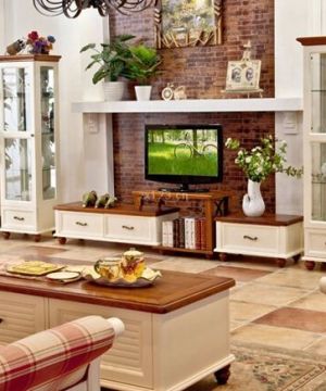 最新田园美式实木电视柜装修案例欣赏