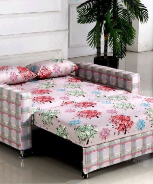 2023粉色碎花美式沙发床设计实景图欣赏