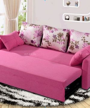 玫红色美式沙发床装修实景图欣赏