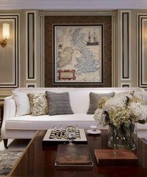 家居客厅白色美式沙发装修效果图片大全