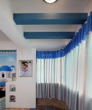 室内阳台地中海风格窗帘装修实景图欣赏