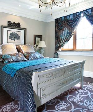 2023美式风格卧室双人床装修图片