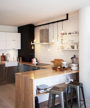 现代北欧风格开放式厨房吧台图片欣赏
