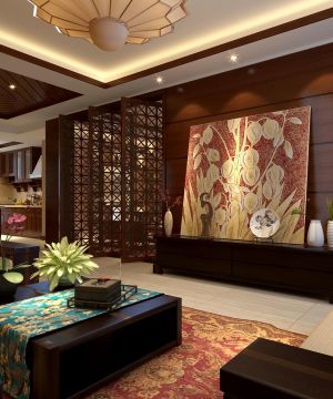 家居客厅东南亚风格装饰品装修样板间
