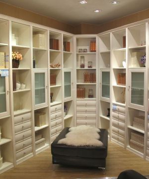 整体家具美式转角书柜设计效果图片