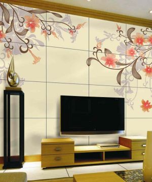 一室一厅小户型艺术瓷砖电视背景墙简装设计效果图片