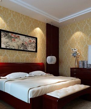 2023中式壁纸贴图卧室设计实景图欣赏