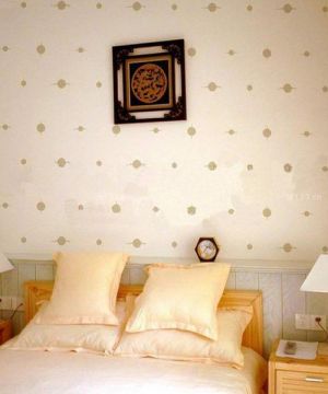 中式风格卧室点状液态壁纸装修图