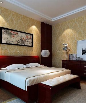 中式卧室液态壁纸图片