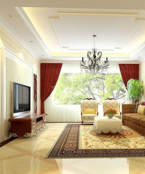 最新室内客厅简欧风格顶面设计效果图片