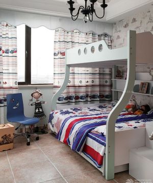 二室一厅房子室内儿童高低床设计效果图