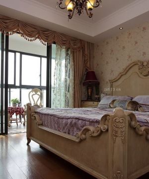 女生卧室美式乡村窗帘设计效果图 