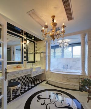 家庭浴室瓷砖拼花贴图设计效果图