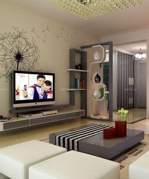 最新45平米一室一厅电视背景墙装修效果图