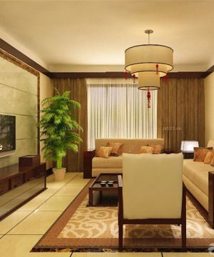 2023中式风格二室一厅豪华客厅装修效果图