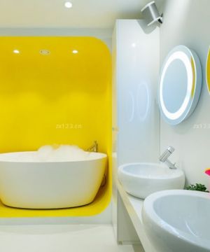最新现代简约风格卫生间黄色墙面装修图片