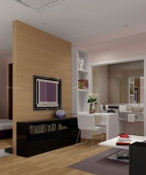 最新现代风格小户型客厅卧室一体设计案例图