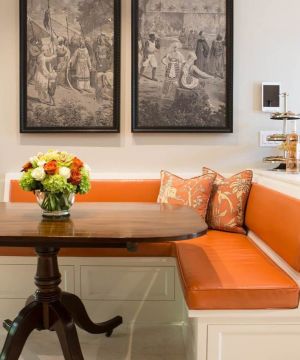 美式风格橙色沙发垫装修效果图片