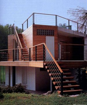 小别墅室外楼梯木质设计效果图大全赏析2023