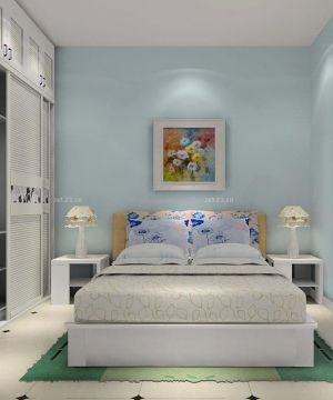小清新农村小户型卧室设计纯色壁纸装修效果图