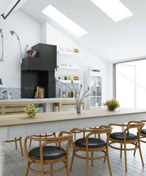 2023北欧风格斜顶阁楼厨房装修设计效果图大全赏析