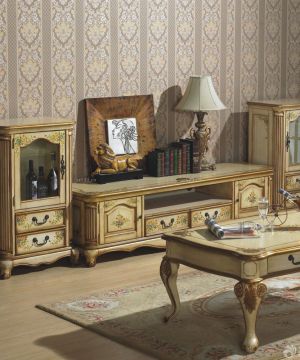 手绘美式家具客厅组合电视柜装修效果图片欣赏
