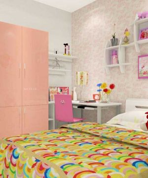 2023粉色系女儿童书桌书柜组合设计效果图片
