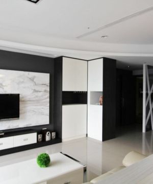 黑白瓷砖电视背景墙效果图
