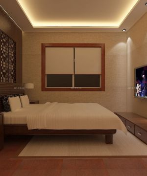 小户型中式古典装修床头背景墙设计效果图
