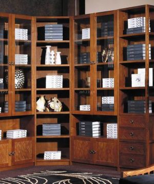 现代中式风格拐角书柜设计效果图