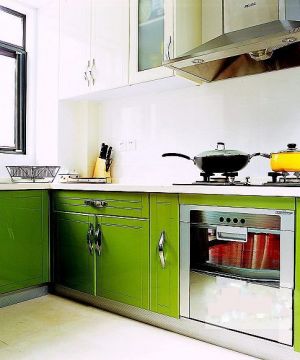 农村厨房绿色橱柜门设计装修效果图欣赏