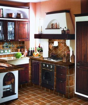 一室一厅厨房小格子地砖设计效果图
