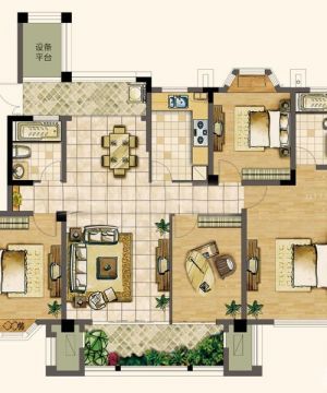 2023花园洋房三室两厅户型图