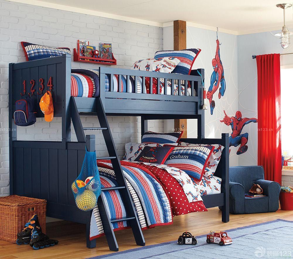 美式风格卧室母子高低床设计图片大全
