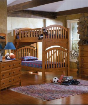 最新美式风格卧室母子高低床装修案例