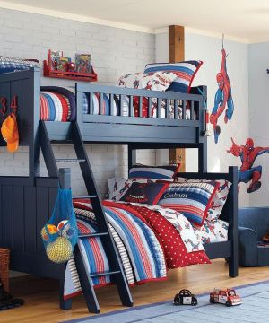 美式风格卧室母子高低床设计图片大全