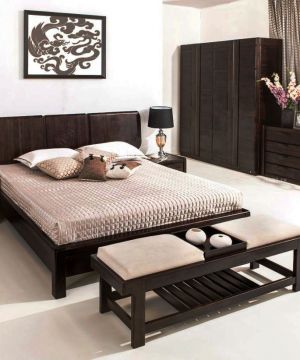 最新中式家具实木床摆放效果图片