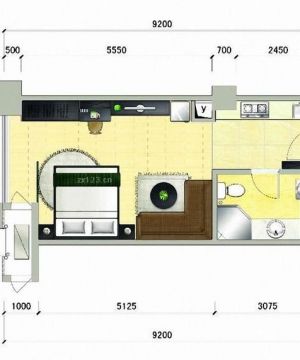 2023最新56平方一室一厅木质茶几户型图