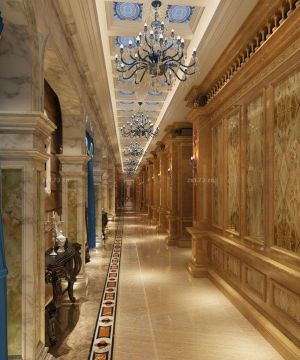 欧式风格高级私人会所走廊装修效果图片