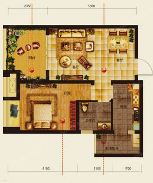 2023新古典风格一室两厅平面设计图片