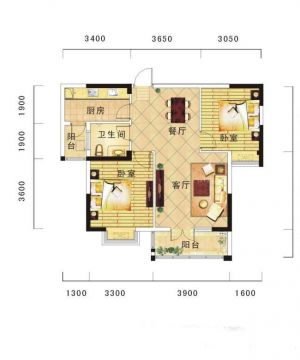 2023经典美式风格一室两厅平面设计图