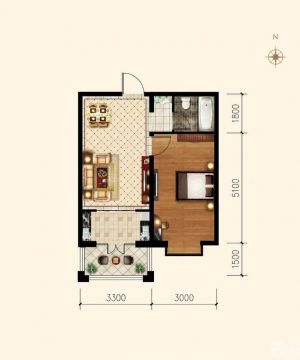 2023经典中式一室两厅平面设计图
