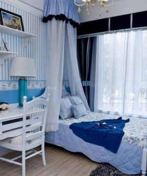 地中海风格女生卧室窗缦设计图