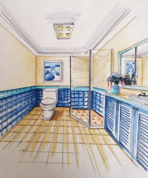 现代简约家装卫生间手绘设计图片欣赏