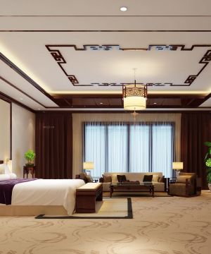 中式风格快捷酒店装修设计效果图片