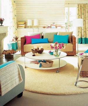 地中海风格家庭室内客厅置物凳装修效果图大全