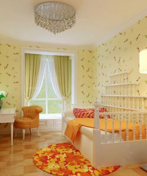 欧式儿童房白色床设计图片