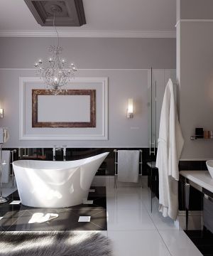 2023最新美式风格家居整体浴室白色浴缸效果图