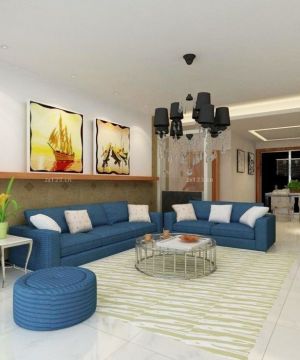2023新中式二室二厅客厅简装设计效果图欣赏