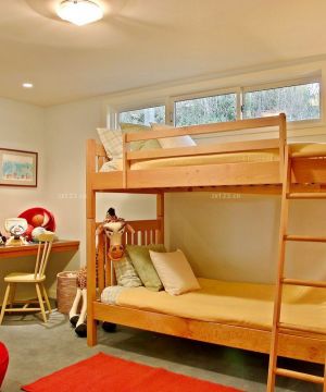 儿童房家具实木高低床设计图片